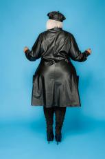 Plus Size PU Leather Long Sleeve Midi Dress SFY-215