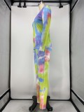 Tie Dye Print Long Sleeve Two Piece Pants Set XMY-9281