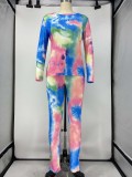 Tie Dye Print Long Sleeve Two Piece Pants Set XMY-9281