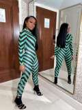 Sexy Striped Long Sleeve Tight Jumpsuits SFY-212