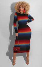 Sexy Gradient Back Split Slim Long Dress HMS-5419