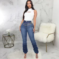 Plus Size Denim High Waist Skinny Piles Jeans HSF-2384