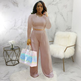 Solid Long Sleeve Two Piece Pants Set SMR-9691