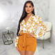 Plus Size Chain Print Long Sleeve Shirt Tops SMR-9894