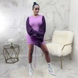 Casual Patchwork Ruched Sleeve Mini Dress SMR-9846