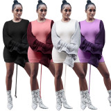 Casual Patchwork Ruched Sleeve Mini Dress SMR-9846