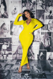 Solid Long Sleeve Bodycon Maxi Dress AIL-147