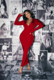 Solid Long Sleeve Bodycon Maxi Dress AIL-147