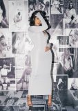Solid Long Sleeve Bodycon Maxi Dress AIL-147