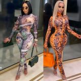 Sexy Printed Long Sleeve One Piece Jumpsuits CHY-1299