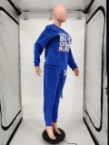 Letter Print Loose Sweatshirt Two Piece Sets WSM-5215