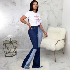 Plus Size Denim High Waist Patchwork Jeans HSF-2389