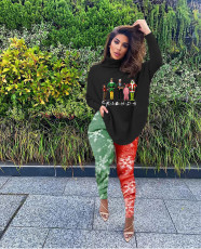 Plus Size Christmas Long Sleeve Split Top And Leggings Pants Two Piece Set SXF-1196