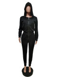 Casual Solid Hooded Zipper Jumpsuits MEM-8319
