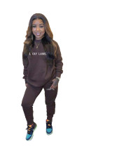 Fashion Letter Embroidery Casual Sweatshirts And Pants Two Piece Set XYF-9070