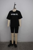 Letter Print T Shirt Shorts Two Piece Sets SMR-9910