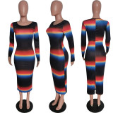 Sexy Gradient Back Split Slim Long Dress HMS-5419