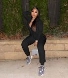 Casual Solid Hooded Zipper Jumpsuits MEM-8319
