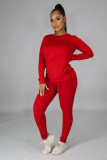 Solid Long Sleeve O Neck Casual Two Piece Sets SFY-217