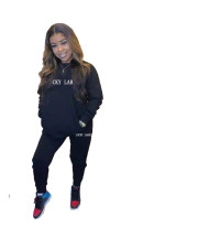 Fashion Letter Embroidery Casual Sweatshirts And Pants Two Piece Set XYF-9070