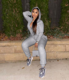 Casual Solid Hooded Zipper Jumpsuits MEM-8319