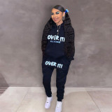 Casual Letter Print Hoodie Two Piece Sets GLF-8102