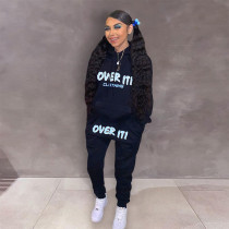 Casual Letter Print Hoodie Two Piece Sets GLF-8102