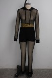 Sexy Mesh See Though Hooded 2 Piece Sets (Without Bra Top) SMR-9859