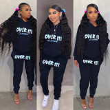 Casual Letter Print Hoodie Two Piece Sets GLF-8102