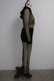 Sexy Mesh See Though Hooded 2 Piece Sets (Without Bra Top) SMR-9859