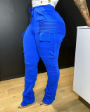 Casual Sports Solid Drawstring Pocket Piles Pants BLX-7552