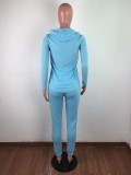 Solid Hooded Long Sleeve Two Piece Sets LX-7663