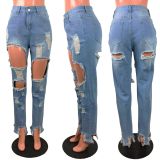 Plus Size Denim Ripped Hole Pencil Jeans LX-5503
