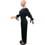 Fashion Casual Solid Color 3/4 Sleeve Top And Trouser Two Piece Set OMY-8016