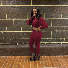 Solid Sexy Off Shoulder Long Sleeve 2 Piece Sets QZX-6179
