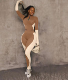 Plus Size Fashion Sports Fitness Yoga Long Sleeve Pants Two Piece Set WAF-7124