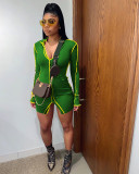 Sexy Long Sleeve Bodycon Mini Dress NIK-198