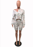 Fashion Popular Print Long Sleeve Shorts Two Piece Set OMY-8067