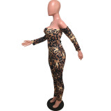 Fashion Sexy Leopard Print Backless Tie Up Jumpsuit OMY-5178