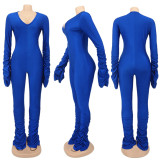 Solid Sexy Long Sleeve Ruched Jumpsuits SFY-211