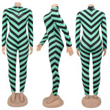 Sexy Striped Long Sleeve Tight Jumpsuits SFY-212