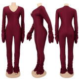 Solid Sexy Long Sleeve Ruched Jumpsuits SFY-211