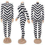Sexy Striped Long Sleeve Tight Jumpsuits SFY-212