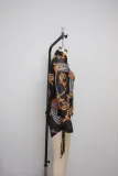 Sexy Printed Mesh Blouse Top Shorts 2 Piece Sets SMR-9879