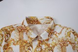 Plus Size Chain Print Long Sleeve Shirt Tops SMR-9894