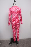 Sexy Tie Dye Zipper Long Sleeve Jumpsuit With Mask SMR-9870