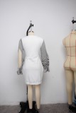 Casual Patchwork Ruched Sleeve Mini Dress SMR-9846