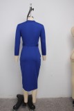 Sexy Solid Long Sleeve Slim Midi Dress SMR-9964