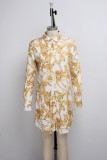 Plus Size Chain Print Long Sleeve Shirt Tops SMR-9894