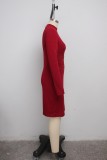 Solid Long Sleeve Sexy Bodycon Dress SMR-9873